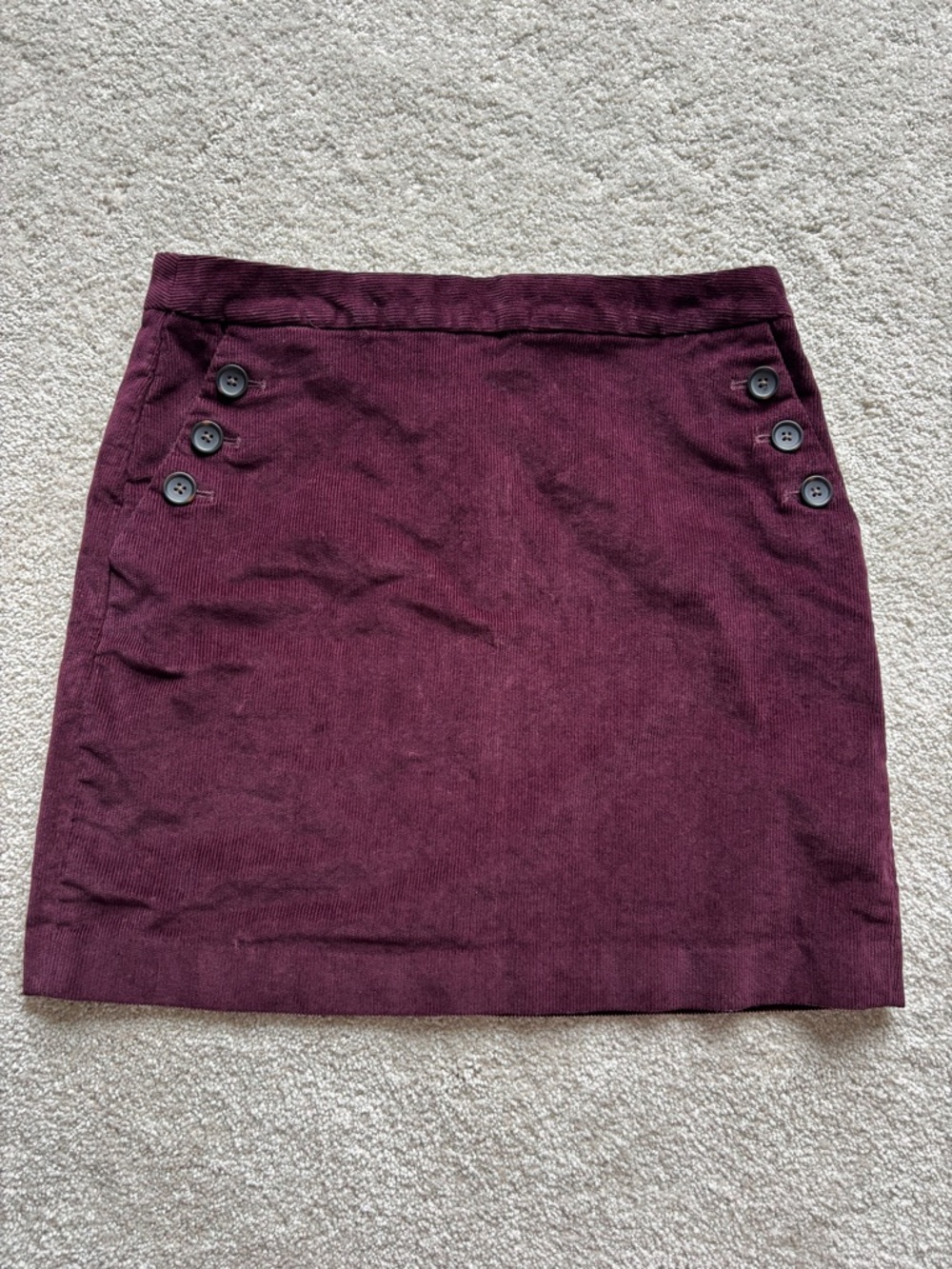 Banana Republic Corduroy Burgundy Mini Skirt with Button Detail - Picture 1 of 5